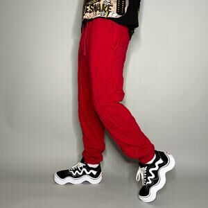 Vintage 90s Polo Ralph Lauren Joggers Mens M Baggy Crimson Red Cotton Sweatpants